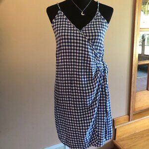 Rails Malia Sleeveless Blue and White Gingham Mini Wrap Dress